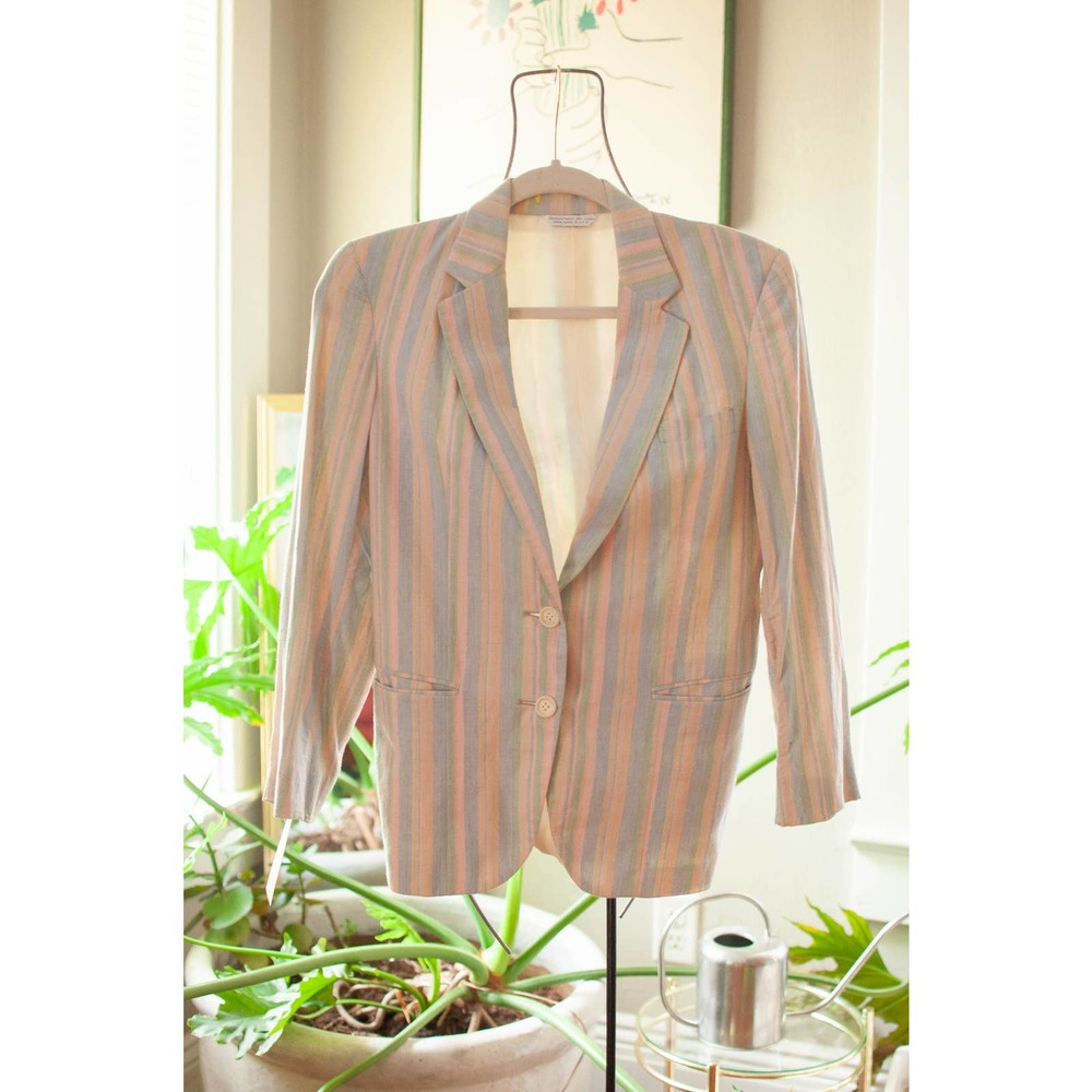 vintage 70s 80s striped pastel cotton blazer